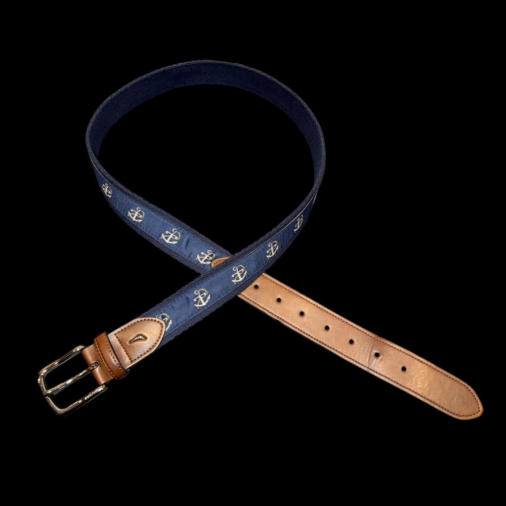 KCH Nautical Anchor Belt 1.5in Mens‎ 40/100 Embroidered Navy Preppy Country Club